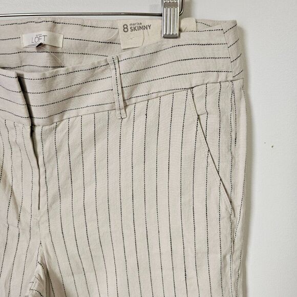 NWT LOFT MARISA LINEN BLEND STRIPED SOFT PANTS SIZE 8 WOMENS - Picture 6 of 15